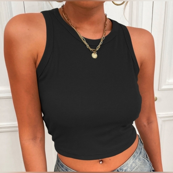 Ready Set Go Cropped Tank in Black - Picture 2 of 7